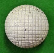 Rare C Bain 271/2 moulded mesh pattern guttie golf ball c1890 – retaining most of the original white