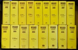 1990-2006 Wisden Cricketers’ Almanacks – all hard backs with covers, 2002 duplication, missing 2005,
