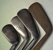 4 x various smf irons to incl Army & navy rut niblick, and early Cann & Taylor Winchester lofting