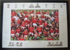 Manchester United Autographed Print: Titled “Legends of Old Trafford" depicting a colour montage