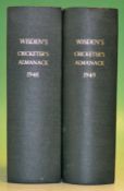 1948 and 1949 Wisden Cricketers’ Almanacks - both rebound in dark green and gilt hard boards, with a