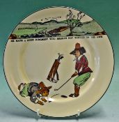 Royal Doulton Golfing series ware plate – decorated with Crombie style golfers and saying “He hath a