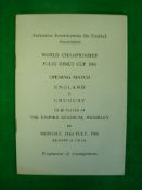 1966 World Cup - FIFA Programme of Arrangements for the first of the England games 11th July 1966: