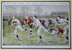 1902 England v Wales rugby print – modern colour print from the original by Percy Spence titled “The