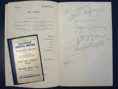 1938 VIP International Athletics signed programme Held at White City 1st August 1938 Signed by