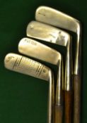 4 x Highly polished brass blade putters – include 2 x J B Halley, a Caledonian and 1 x other all