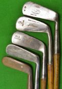 5 x Steel head putters – incl a straight blade Kenbar, a goose neck model by William Gibson, a