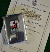 Fine 1918 silver and enamel horse racing cigarette case – with enamel race horse with jockey up