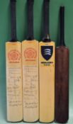 4 x Miniature facsimile signed County Cricket bats – including Lancashire x 2 with (11 players)