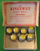 7 x Kingsway (UK) dimple paper wrapped golf balls – 6x with original labels (G) and in makers