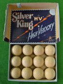 12 x interesting Silver King HV unused dimple golf balls in makers original hinged lid box –