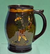 Royal Doulton Golfing Kingsware series ware tankard c1920s - dark treacle finish decorated with