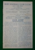 1937 Bury v Aston Villa Football Programme: Played at Bury 6th November 1937, missing cover and