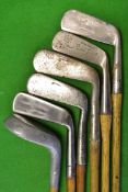 6 x Putters – including a Mills 1915 alloy mallet head model, 2 x by Tom Stewart showing the pipe