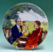 Rare Royal Doulton “The Nineteenth Hole" Golfing plate c1920s – hand painted - stamped with makers