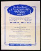 1935 Wimbledon Lawn Tennis Championship programme - to incl results up to Men’s Semi Final Perry v