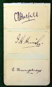 3 x Rare 1900 onwards Kent Cricket Player’s signatures – including C. Hatfield, F. Huish, and E.