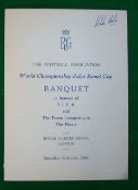 1966 World Cup Signed Menu: For 1966 World Cup Final banquet signed by 12 including Ken Aston, Lev