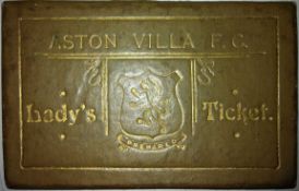 Rare 1893/94 Aston Villa Football Club Ladies members season ticket – single folded card with covers