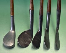 Collection of playable clubs – from a 2 iron, mashie, Spade mashie, niblick, makers incl Gibson,