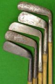 5 x Steel head putters – including a Nicoll whippet putter, a bent neck putter, a round back putter,