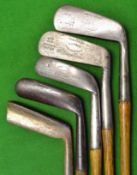 5 x Putters – including James Braid wide flanged blade putter by Gibson of Kinghorn “The Orion", a