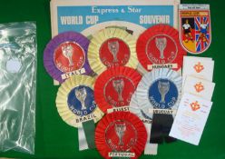 1966 World Cup Team Rosettes: To include Uruguay, Argentine, Portugal, Russia, Brazil, Hungary,