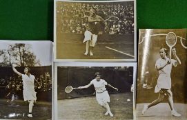 Collection of 3 x Ladies Wimbledon Tennis Champions and finalist action photographs c1920/30s to