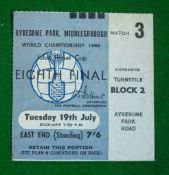 1966 World Cup Ticket Italy v North Korea: Played at Ayresome Park Middlesbrough 19th July 1966