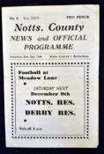 1944 Notts. County War-Time Football Programme: v Rotherham played on the 2nd December 1944. Overall