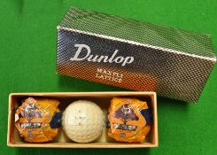 2 x scarce Dunlop “Oak tree" lattice dimple paper wrapped golf balls together with another unwrapped