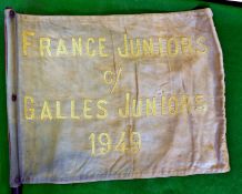 1949 France Juniors v Wales Juniors Rugby touch judge flag – fully embroidered c/w original