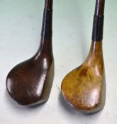 J C Smith small head dark brown stained persimmon driver - showing a good maker’s mark to the