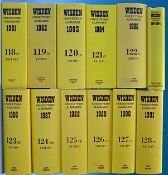 1981-1991 Wisden Cricketers’ Almanacks – all hard backs with dust covers except ’81, ’82 and ’84,