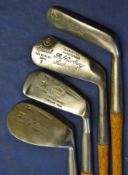 Set of 4 x interesting playable irons to incl Mussel back no. 3 iron, Smiths Pat Anti Shank