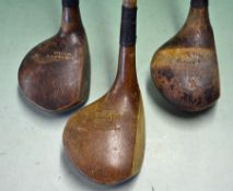 3 x Socket neck woods - to include Tom Fernie socket head driver, C Christie striped top spoon,