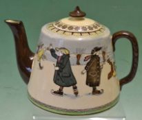 Royal Doulton series ware skating tea pot c1910 – decorated with early skating scenes, snow flake