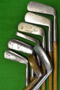 8 x Assorted putters - to include a shallow metal mallet head stamped Puma to the sole with an