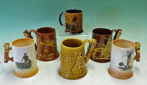 6 x various Golfing ceramic tankards – to incl 3x Dartmouth Pottery 1pt tankards incl an early