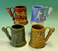 4 x various Dartmouth Pottery Golfing ceramic tankards – to incl early first edition in brown and