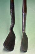 2 x pat Anti Shank mashie irons to incl Hawkins’s Never Rust Fairlies and Gibson’s Smith’s Pat –