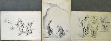 Thomas, Herbert “Bert" Samuel (1883- 1966) 2x ORIGINAL CARTOON GOLFING SKETCHES - pen and ink all