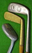 George Nicoll “indicator" round soled blade putter - t/w brass straight blade putter and a modern