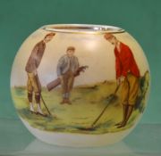 Wiltshaw and Robinson Carlton ware ceramic match stick holder – decorated with two period golfers