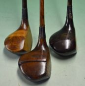 3 x Large socket head woods – to include a most unusual Jack Randall patent “Grand Slam" model