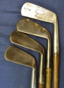 4 x various golfing clubs to incl Harry Vardon Ganton smf mashie, Cann & Taylor smf mashie. Spalding