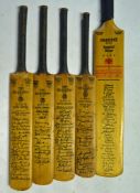 5 x 1954-1961 Miniature facsimile signed International Cricket bats – including 1954 Pakistan,