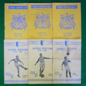 1949/50 – 55/56 Leeds United Football Programmes (H): To include v Sheffield Wednesday 5/11/49, v