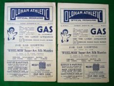 1949/50 Oldham Athletic Football Programmes: v Barrow 27th August , and v Accrington Stanley 6th
