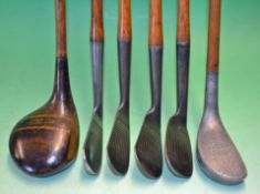 Half set of playable golfing clubs to incl a large headed Spalding driver, 3x matching Archie